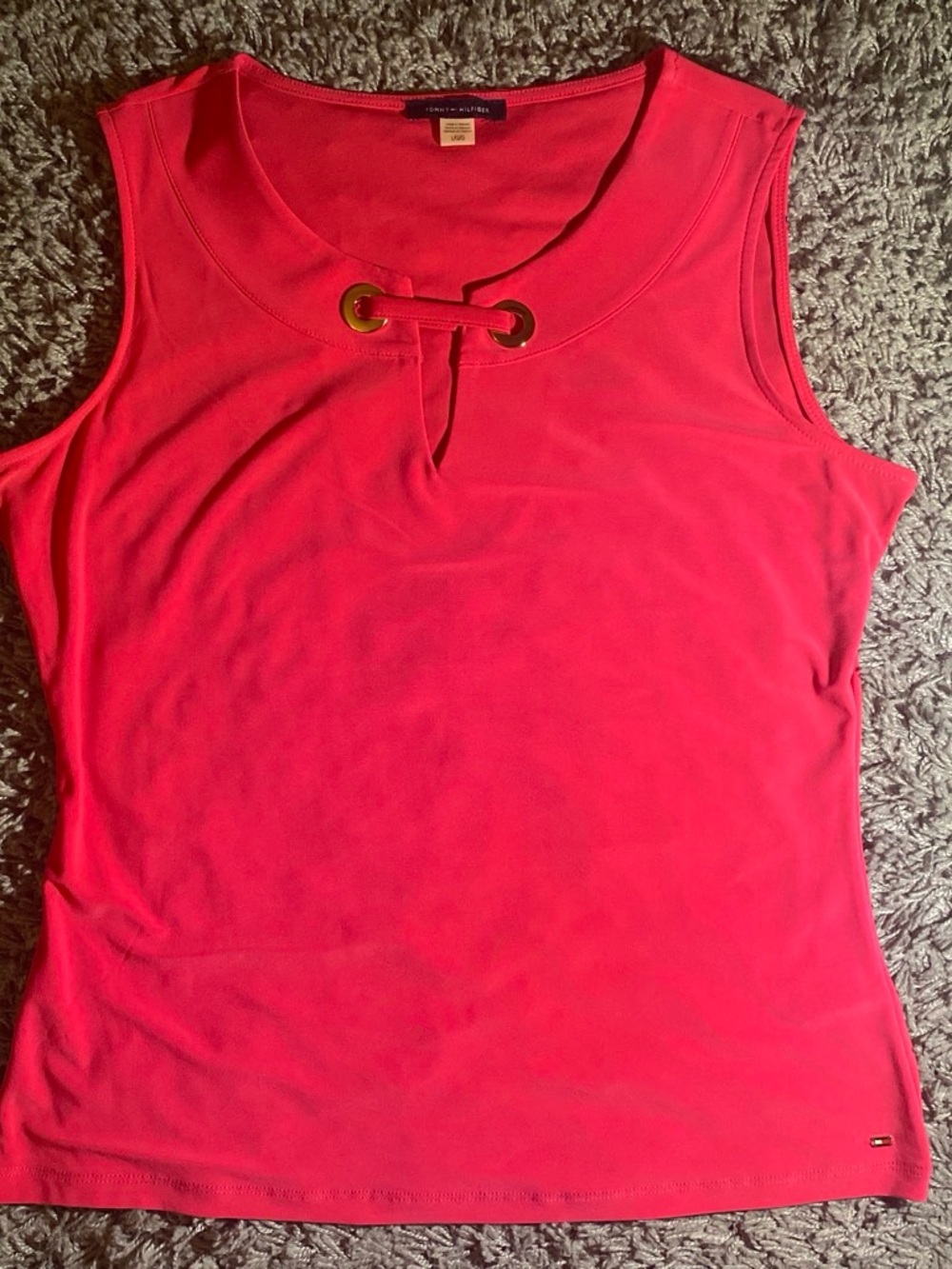 Tommy Hilfiger Bright Pink Sleeveless Tank with Gold Accent